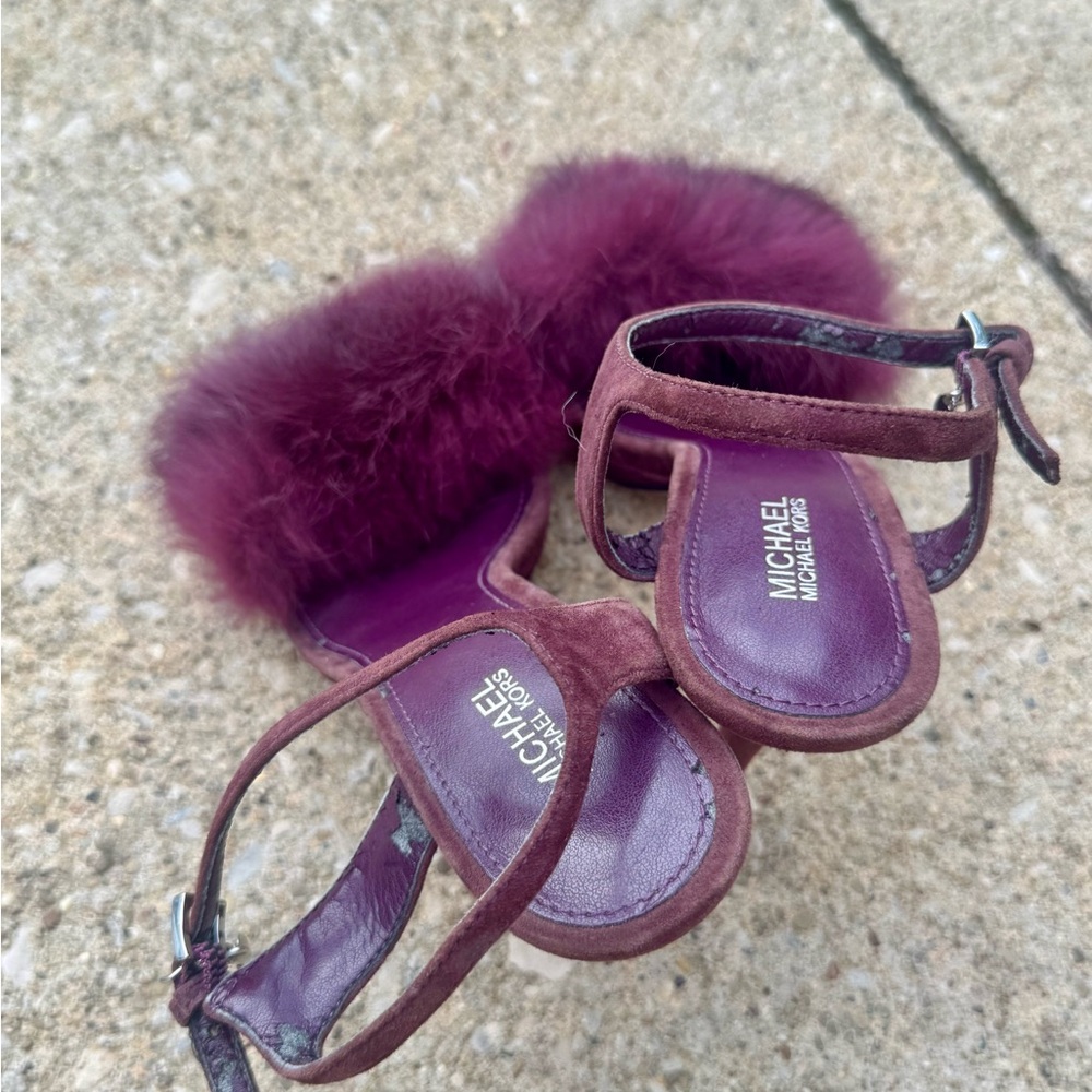 Michael Kors Burgundy Heels with Fluffy Detail - Picture 9 of 13